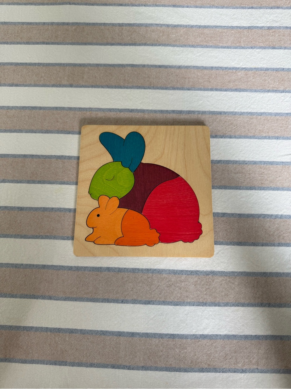 George Wooden Bunny Puzzle - Blue, Green, Orange, Red, Purple